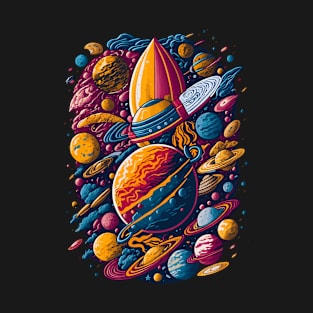 Fantastic Colorful Space Composition T-Shirt