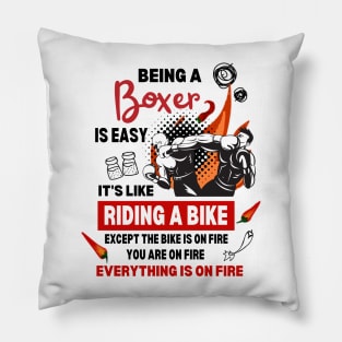 Funny Boxer is Boxing On Fire Pillow