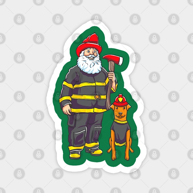 Firefighter Santa Fireman Merry Christmas Magnet by E