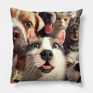 Dog Cat Pet Wild Nature Funny Happy Humor Photo Selfie Pillow