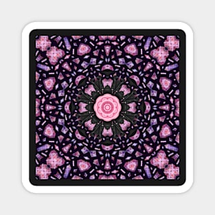 Crystal Hearts and Flowers Valentines Kaleidoscope pattern (Seamless) 16 Magnet