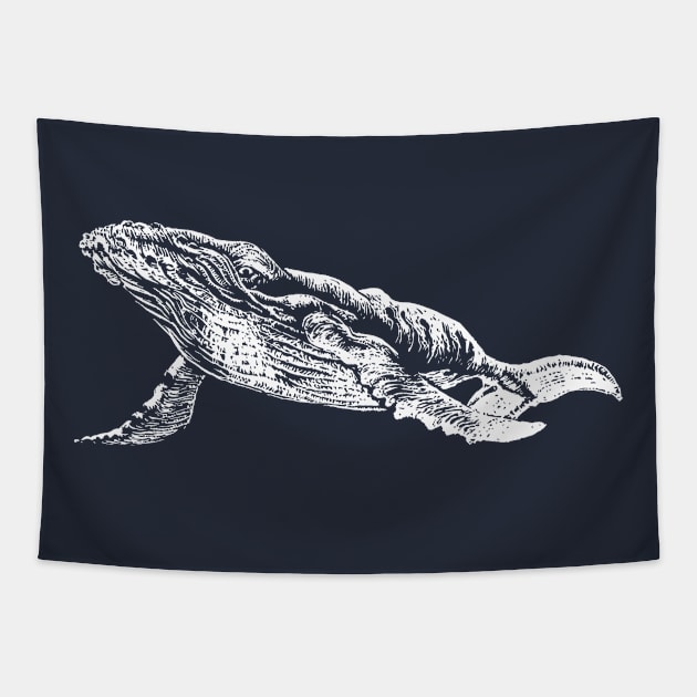 Humpback Whale White Ink Tapestry by tsd-fashion