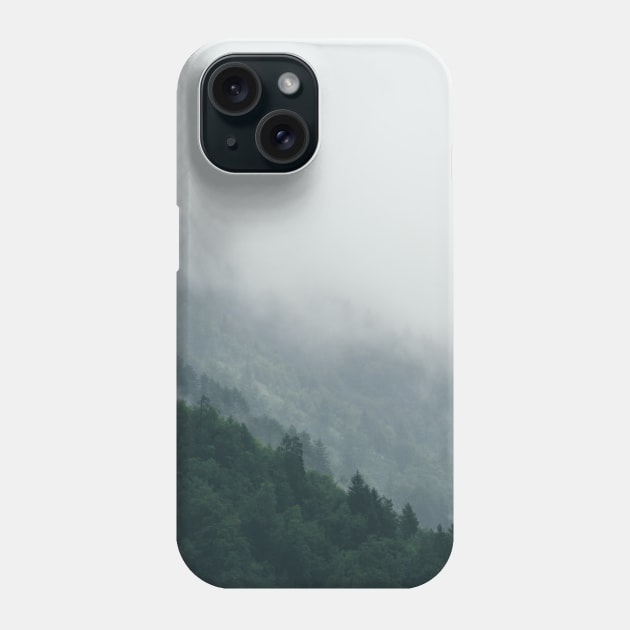 SCENERY 09 - Mountain Forest Tree Misty Fog White Cloud Phone Case by artvoria