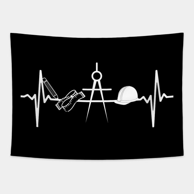 Architect tools with a heartbeat Tapestry by SLGA Designs