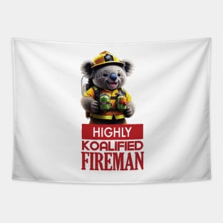 Just a Highly Koalified Fireman Koala Tapestry