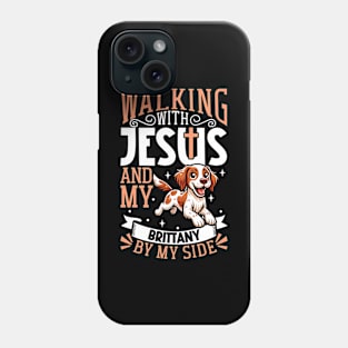 Jesus and dog - Brittany Spaniel Phone Case