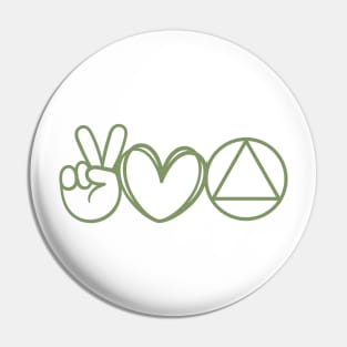 Peace Sign - Heart - Serenity AA Symbol Pin