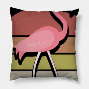 Flamingo Shirt Sunset Retro Vintage 70s Animal Nature Lovers Pillow