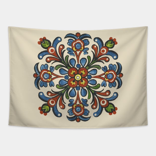 Handpainted Rosemaling, Norwegian Folk Art Tapestry by craftydesigns