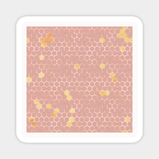 Honey Bee Neck Gator Pink and Honeycomb Gold Bee Pattern Magnet