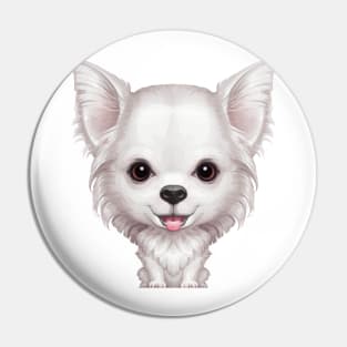 White Long Coat Chihuahua Dog Pin