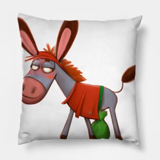 Cute Mule Drawing Pillow