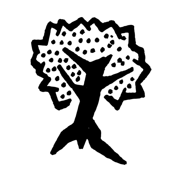 Black and White Apple Tree Doodle Art by VANDERVISUALS