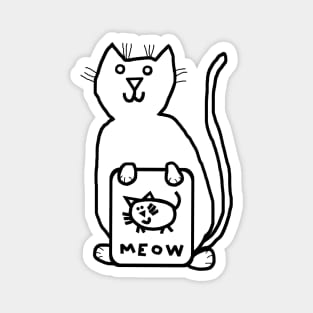 Cute Animals Cat Self Portrait Outline Magnet