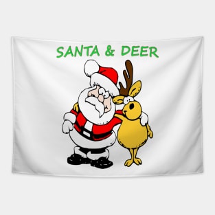 Santa and Deer Tapestry