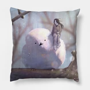 Winter Bird Painting Pillow