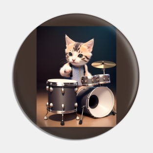 Drummer cat - Modern digital art Pin