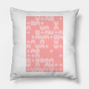 Girly Pinkish Geometric Pattern - Flowers & Stars #23 Pillow