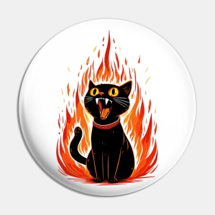 Black Cat On Fire Pin