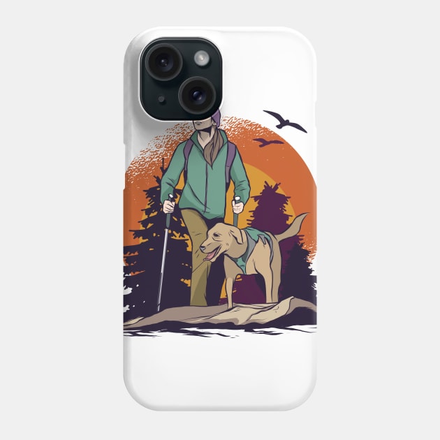 Hiking with dog in the forest Phone Case by LR_Collections