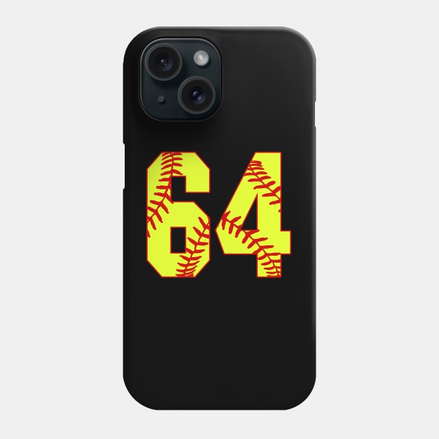 Fastpitch Softball Number 64 #64 Softball Shirt Jersey Uniform Favorite Player Biggest Fan Phone Case by TeeCreations