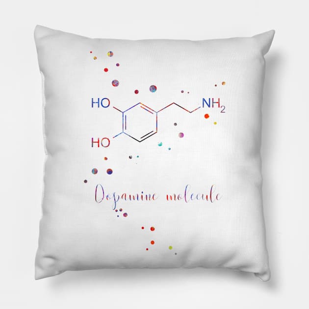 Dopamine molecule Pillow by RosaliArt