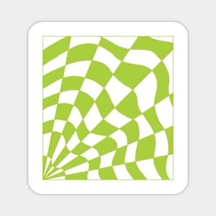 Geometric light green checkered spider web design Magnet