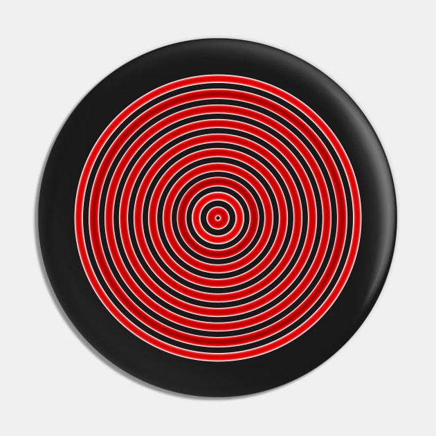 Red and Purple Funky Concentric Circles Pin by PurplePeacock