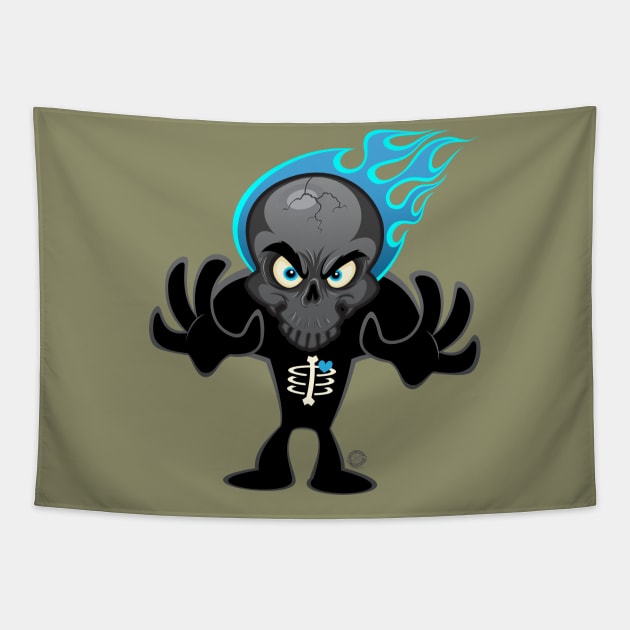 SkullyDawg Blue Flame Tapestry by Goin Ape Studios