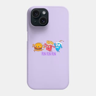 Fast food, hamburger, french fries and soda running funny design Phone Case