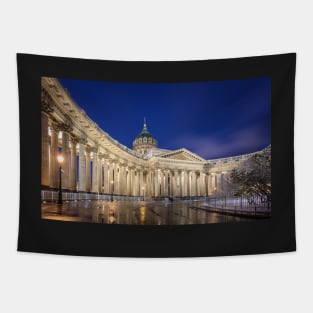 Kazan Cathedral in Saint Petersburg, Russia at night Tapestry