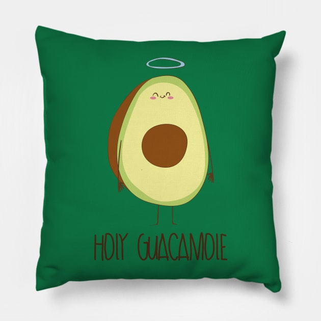 Holy Guacamole! Cute Avocado With Halo Pillow by Dreamy Panda Designs