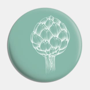 Artichoke white linework Pin