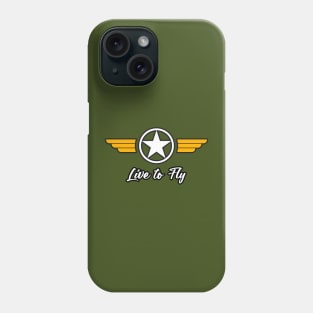 Live to fly military symbol with golden wings Phone Case