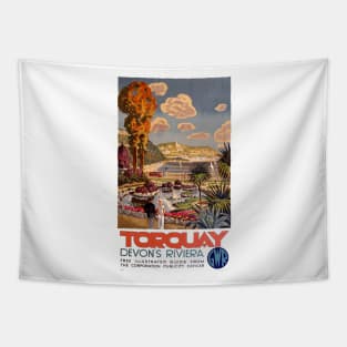 Torquay, Devon's Riviera - Vintage Travel Poster Design Tapestry