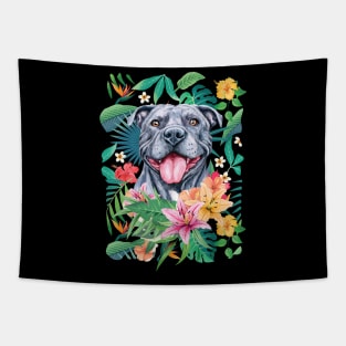 Tropical Gray Pit Bull Pitbull Tapestry