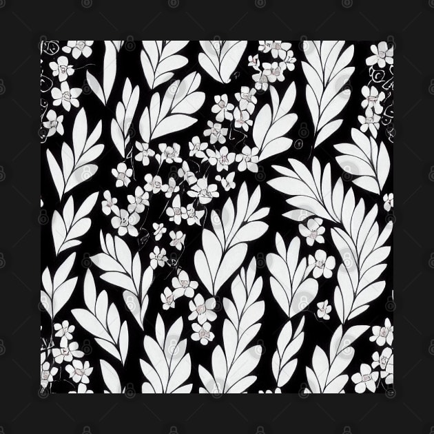 Vintage Floral Cottagecore  Romantic Flower Peony Rose Design Black and White by VintageFlorals