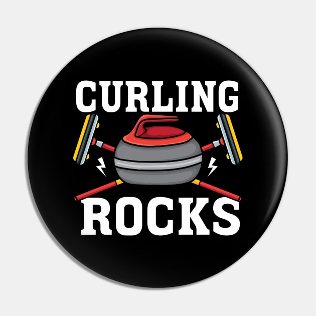 Rock on curling Broom curler Winter ice Sports lover Curling Pin by UNXart