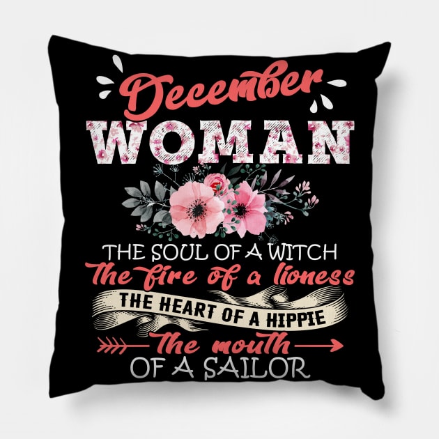 December Woman The Soul Of A Witch Floral Yoga December Woman Birthday Gift Pillow by Shops PR