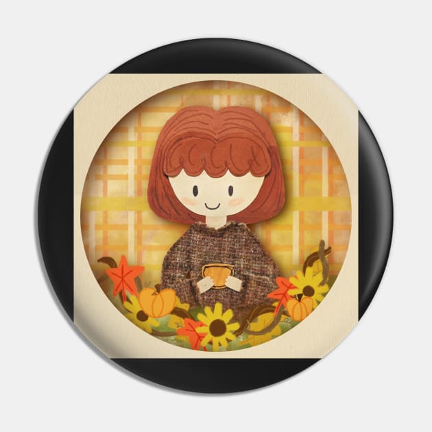 Fall Coffee girl paper cut art Pin by allysci