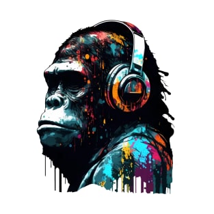 The Monkey listens to music in style T-Shirt