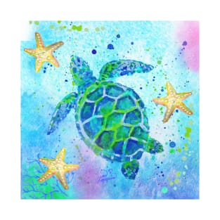 Sea Turtle with Starfish T-Shirt