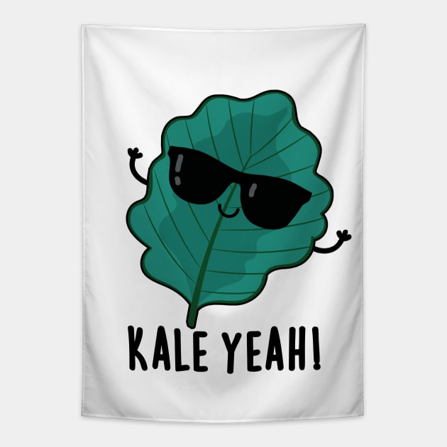 Kale Yeah Cute Veggie PUn Tapestry by punnybone