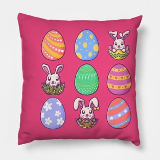 Easter Eggs, Cute Bunnies Pillow