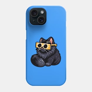 Total Solar Eclipse 2024 , Black Cat Wearing Solar Eclipse Glasses Phone Case