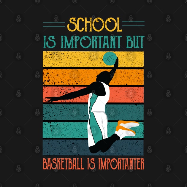 School Is Important But Basketball Is Importanter,RETRO VINTAGE BASKETBALL by happy6fox