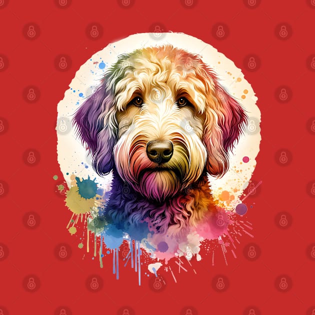 Yellow Labradoodle Dog Watercolor Artwork by Sassee Designs