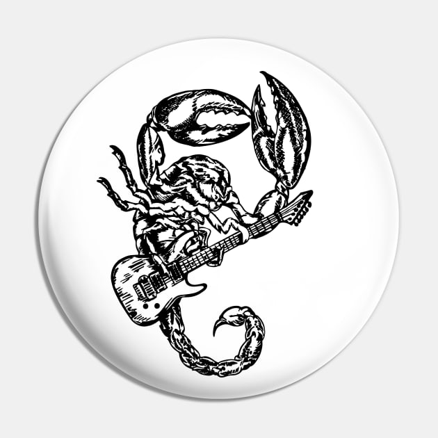 SEEMBO Scorpion Playing Guitar Guitarist Musician Music Band Pin by SEEMBO