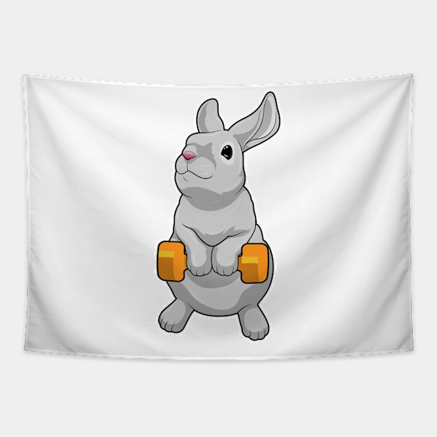 Rabbit Fitness Dumbbell Tapestry by Markus Schnabel