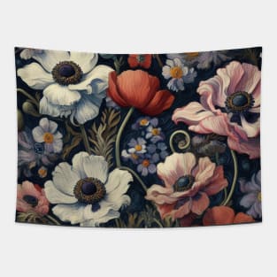 anemone and poppy flower pattern 2 Tapestry